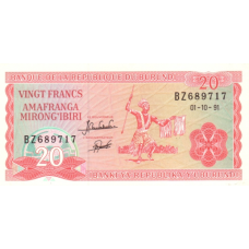 P27c Burundi - 20 Francs Year 1991 & 1995